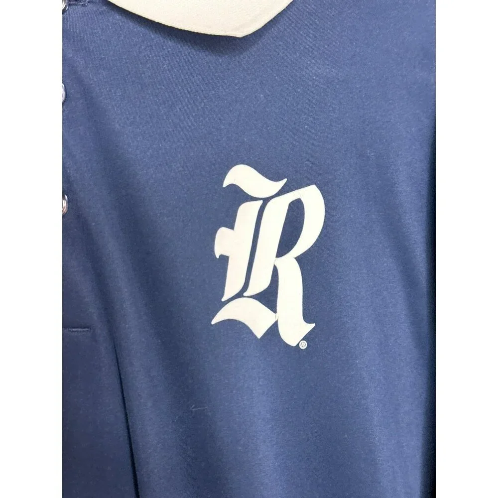 Rice University Adidas Men's Large Blue Collared Blue White Polo SS - Picture 3 of 9